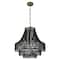 Hello Honey® 23.4" Black Metal, Rattan & Wood Bead Chandelier